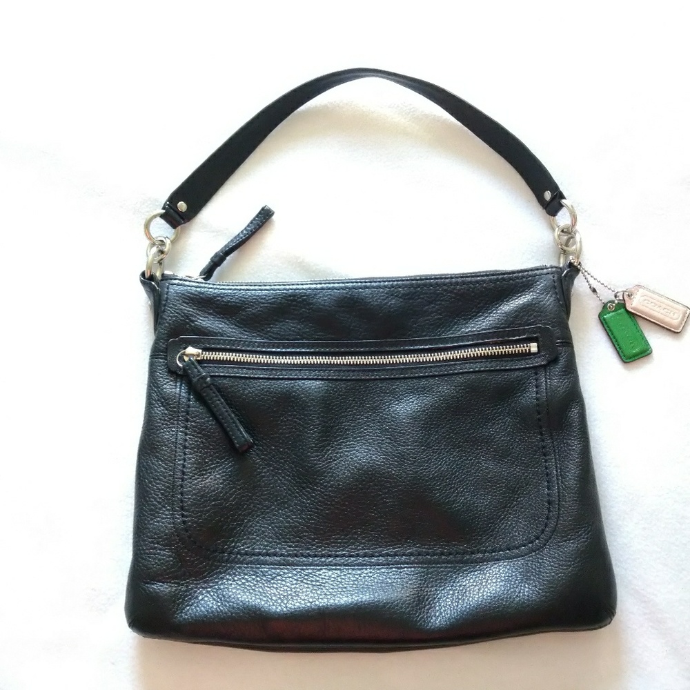 Coach Black Pebble Leather File Bag